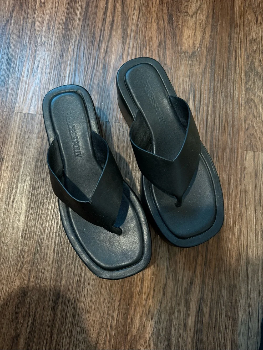 Black Platform Thong Sandals - Women